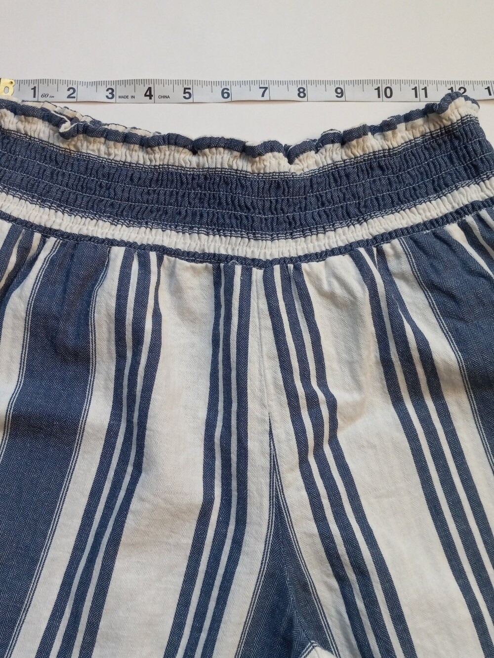 Skylar + Jade Linen Blend Wide Leg Cropped Pants Stripes Large Coastal Beach - Picture 8 of 13